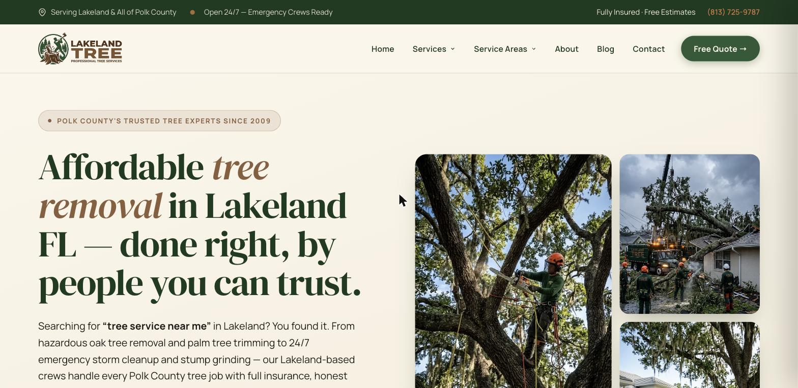 Lakeland Tree website screenshot