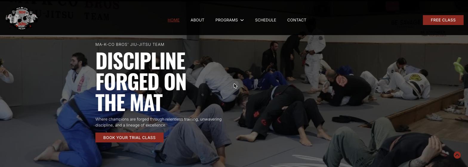 Mackco Bros Jiu Jitsu Team website screenshot