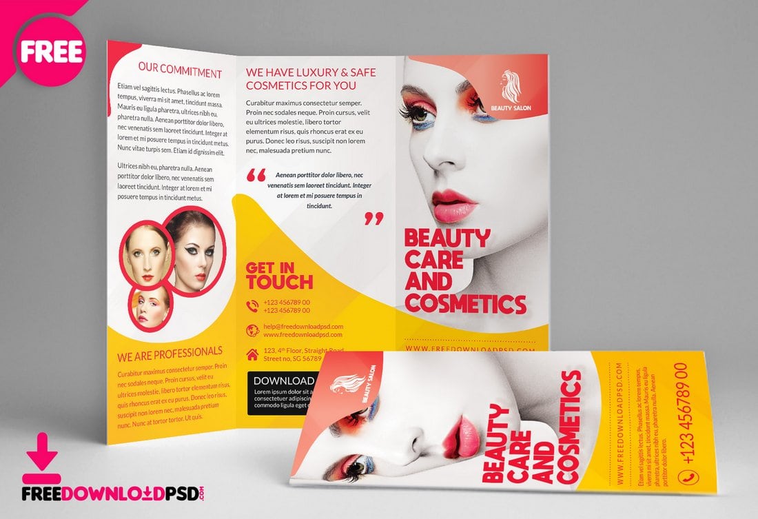 Free Beauty Salon Tri-Fold Brochure Template
