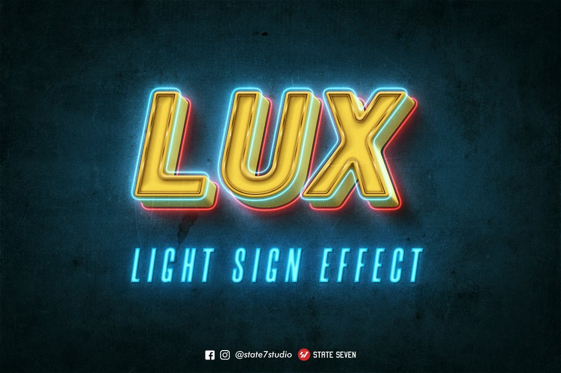 Free Retro Light Sign Text Effect