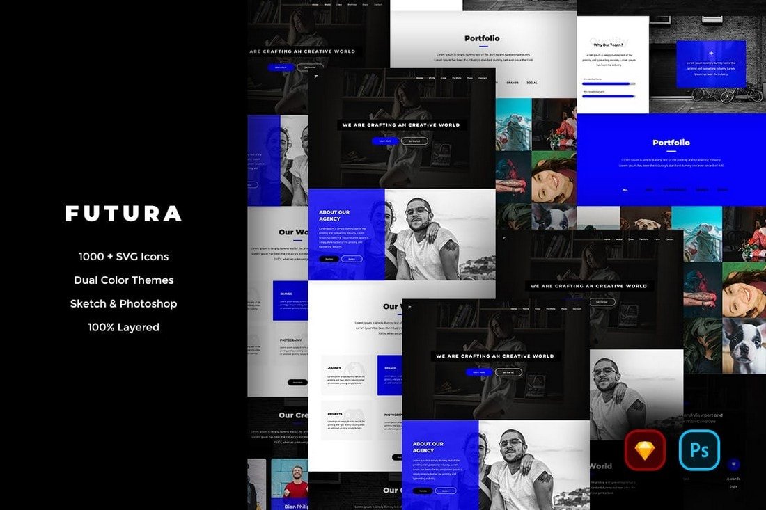Futura - Creative Website UI Kit (Sketch & PSD)