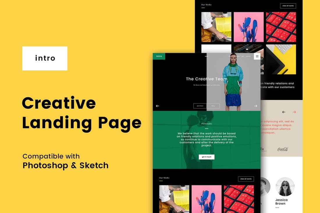 Intro - Creative Landing Page Template (PSD + Sketch)