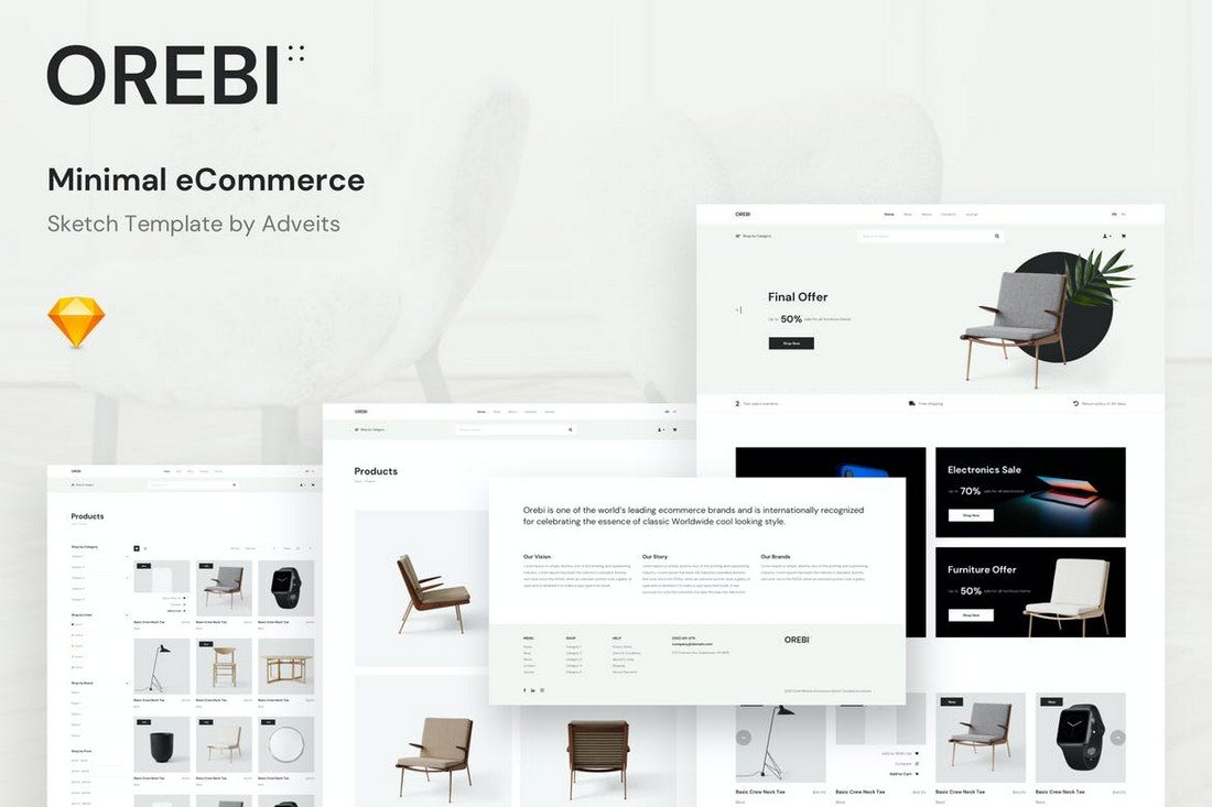 Orebi - Minimal eCommerce Website Sketch Template