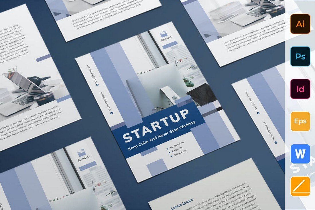 Startup Flyer Template for Word & PSD