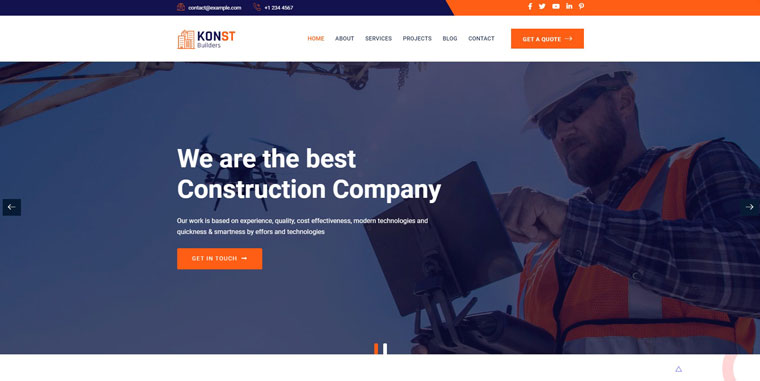 Konst - Building and Construction Bootstrap WordPress Theme.