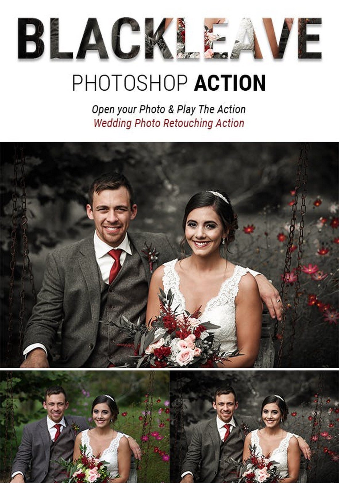 BLACK LEAVE - Special Effects Wedding Photoshop Action