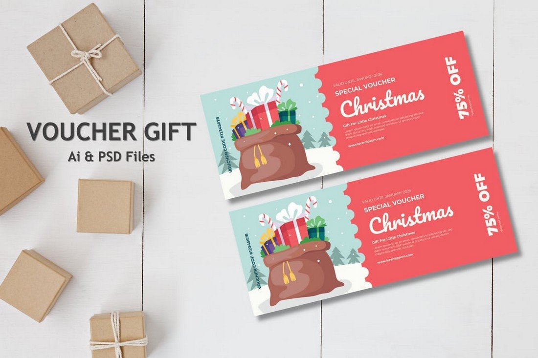 Christmas Sale Gift Voucher Template