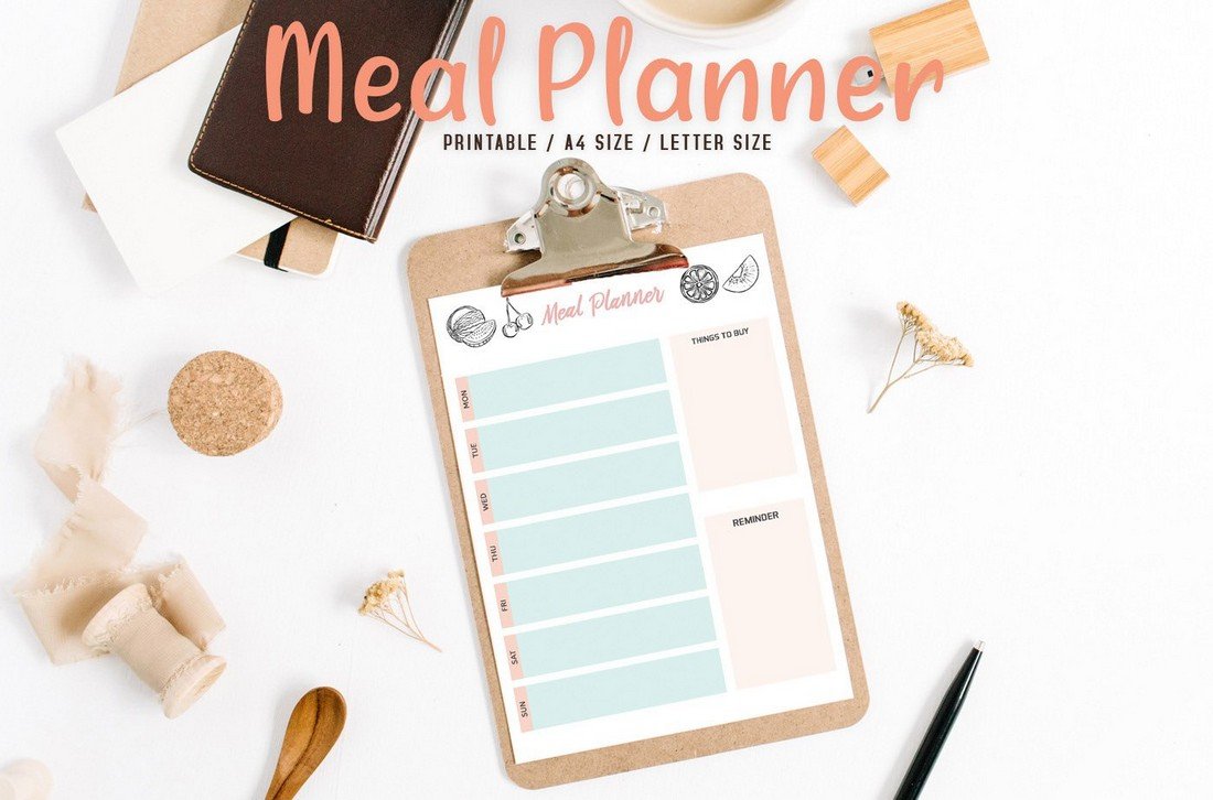 Free Colorful Meal Planner Printable Template