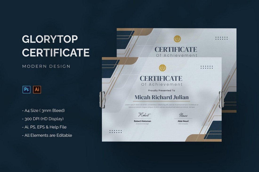 Glorytop - Modern Certificate Template