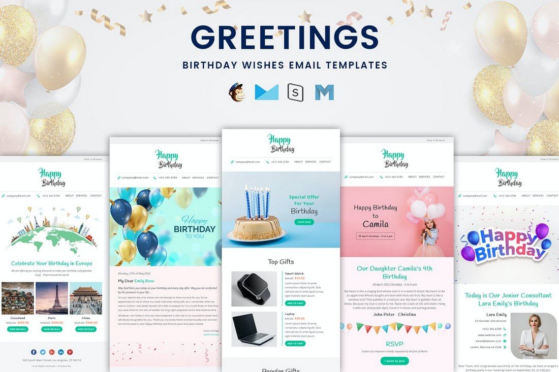 Greetings - Birthday Wishes Email Templates Bundle