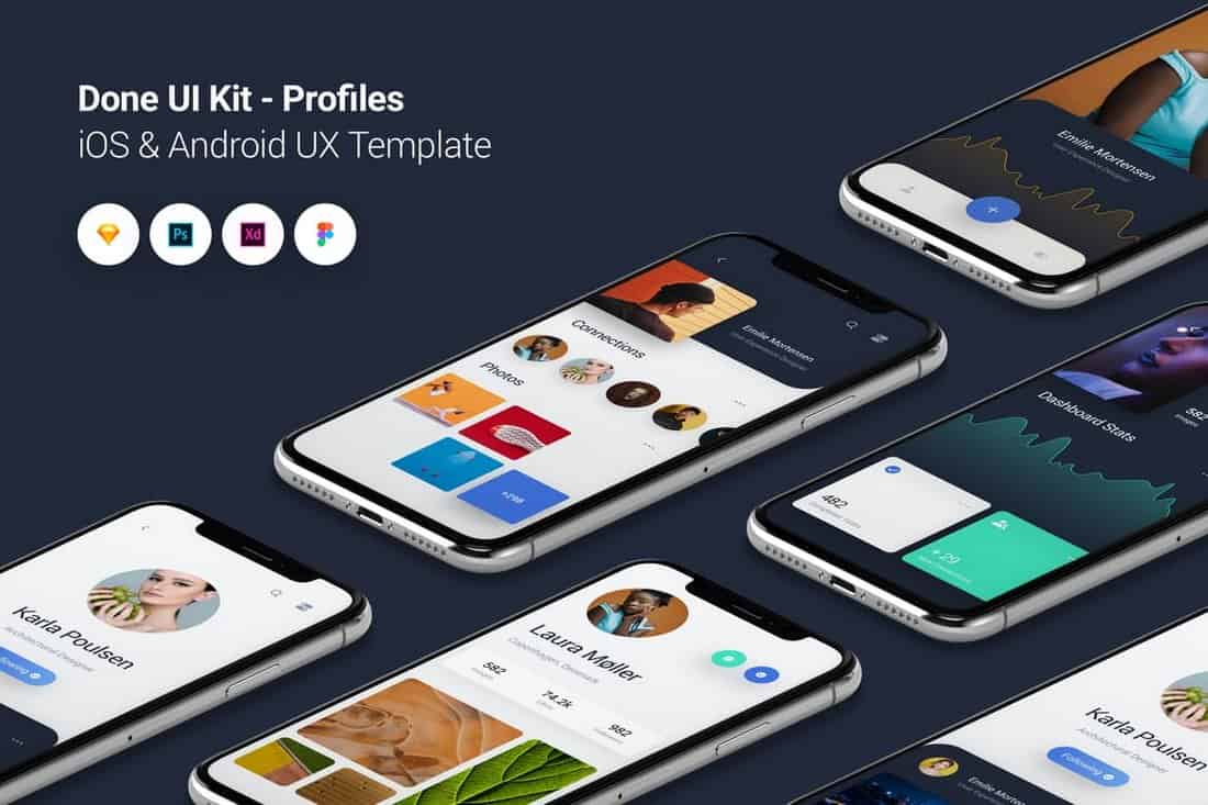 Profiles - Done UI Kit iOS & Android UX Template