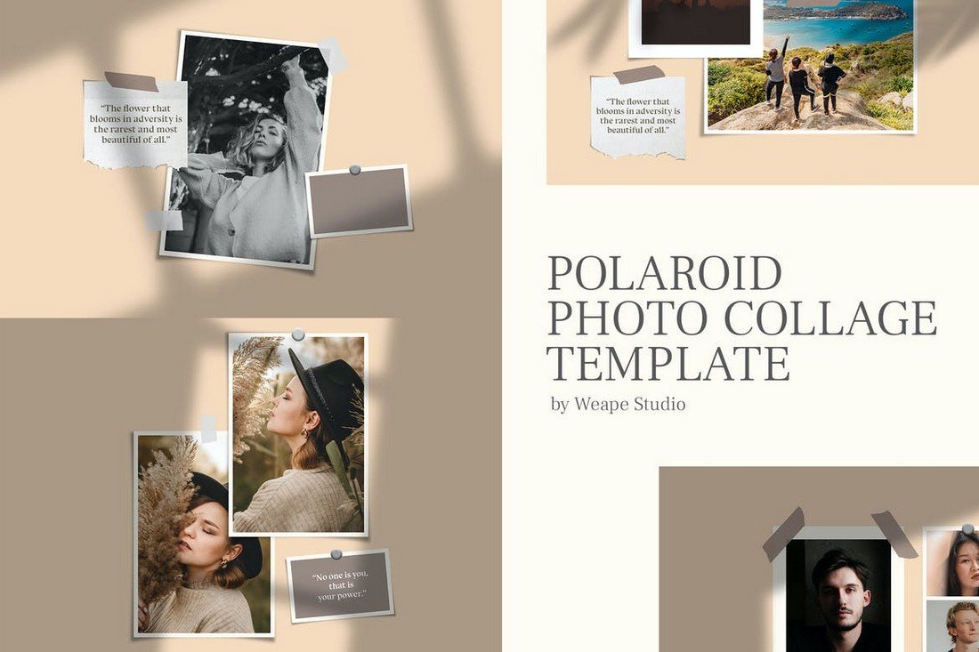 Retro Polaroid Photo Collage Template