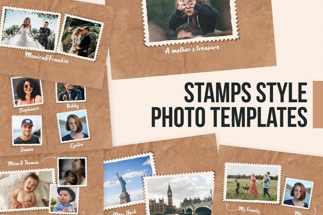 Stamps Style Photo Collage Templates