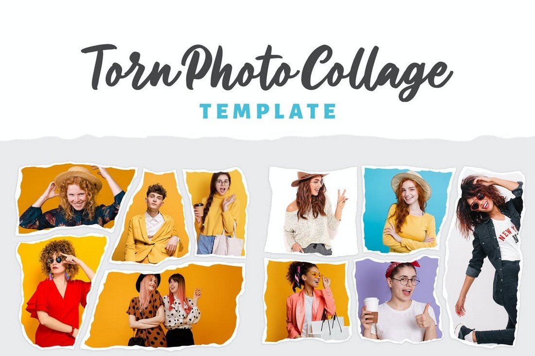 Torn Photo Collage Templates PSD