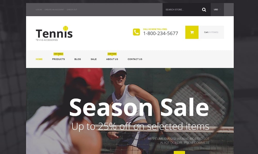 Tennis Accessories Shopify Theme