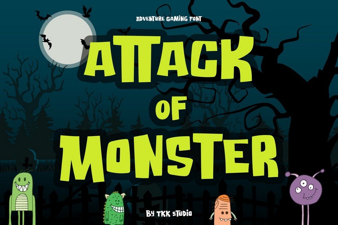 Attack of Monster - Spooky Cartoon Font