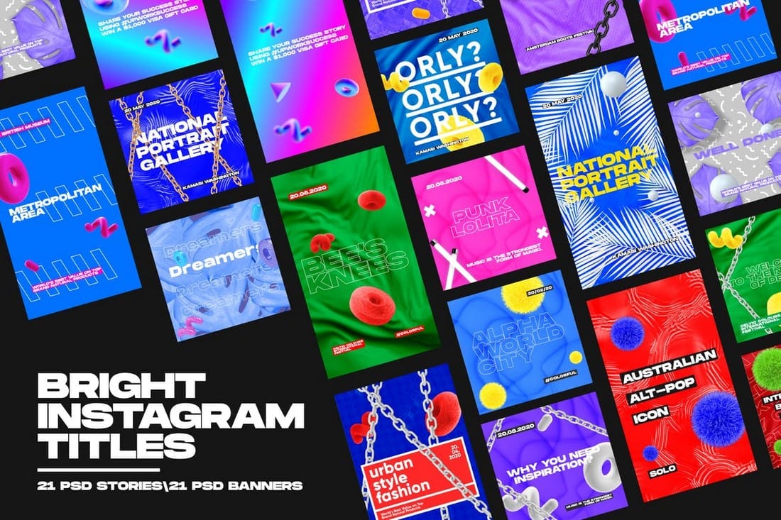 Bright Instagram & Social Media Titles Pack
