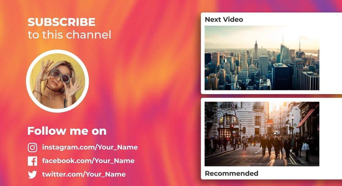 Colorful YouTube End Screen Premiere Pro Templates