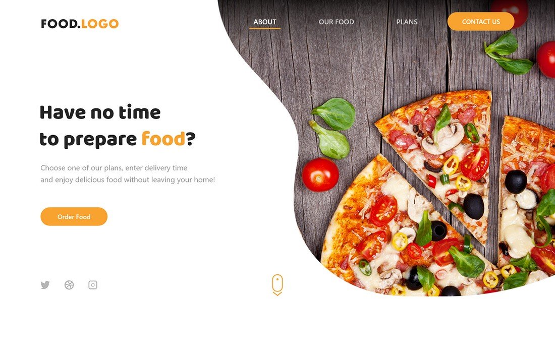 Free Food Delivery Website Adobe XD Template