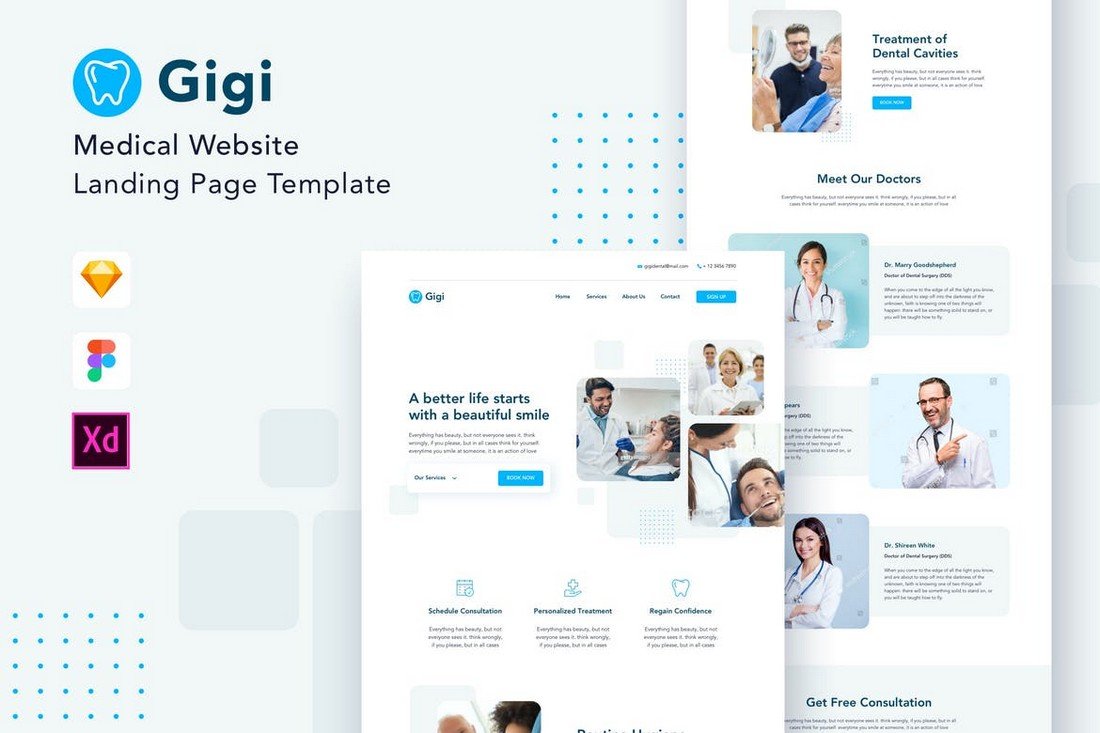 Gigi - Medical Adobe XD Website Template