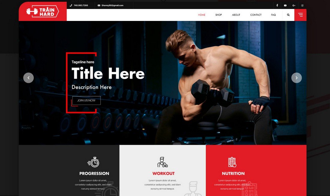 Gym & Fitness Free Adobe XD Website Templates