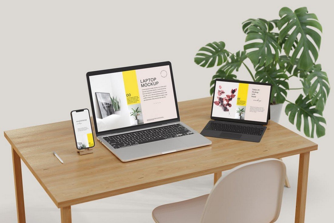 MacBook & iPad On Desk Mockup
