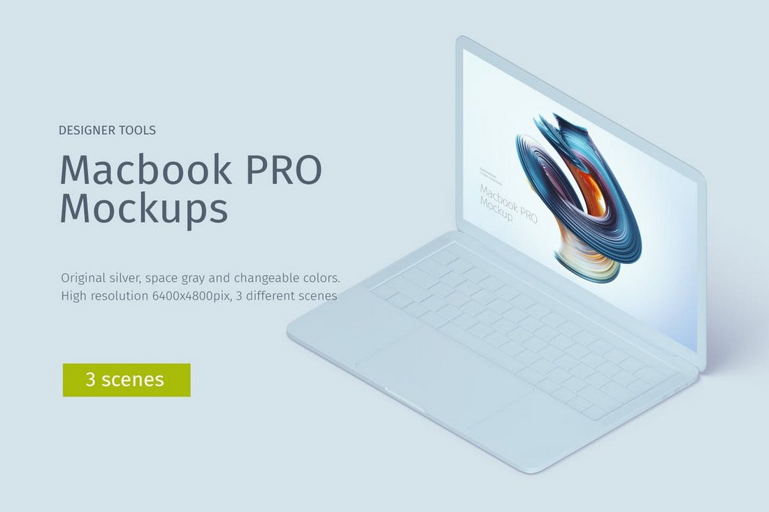 Macbook PRO Isometric Creative Mockup