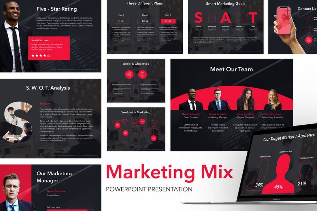 Marketing Mix - Dark PowerPoint Template