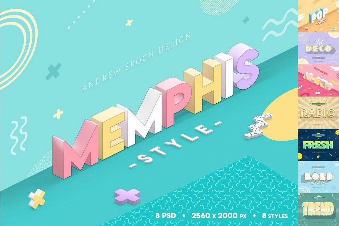 Memphis Style - Text Effects PSD