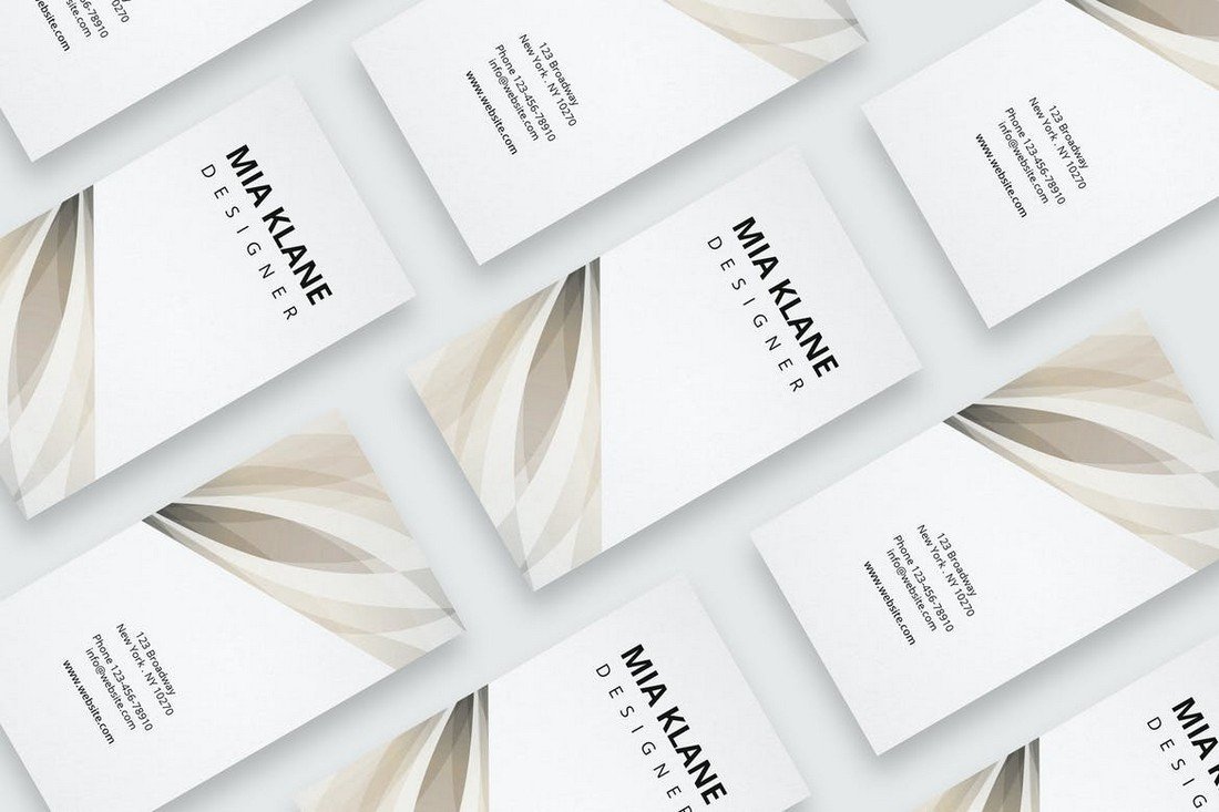 Minimal Business Card with Beige Pattern
