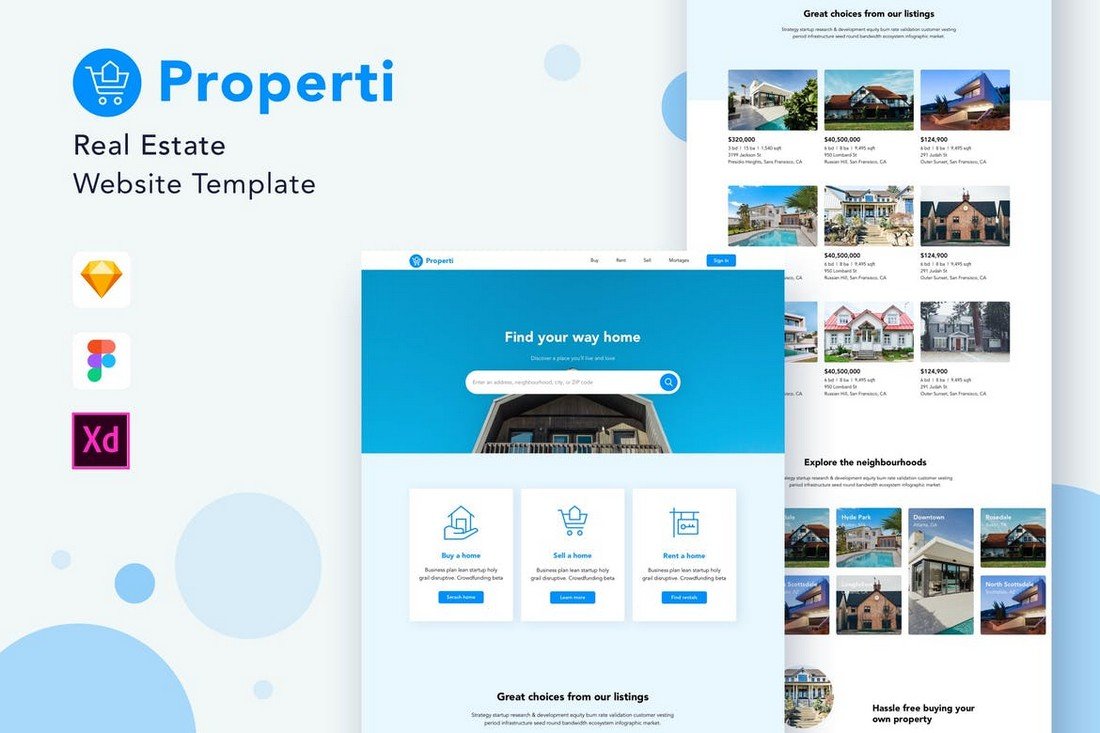 Properti - Real Estate Website Template for Adobe XD