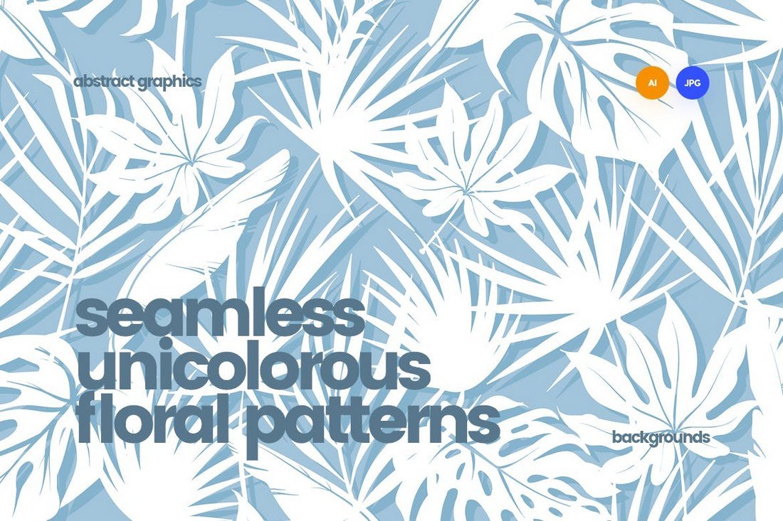 Unicolorous Seamless Floral Patterns & Backgrounds