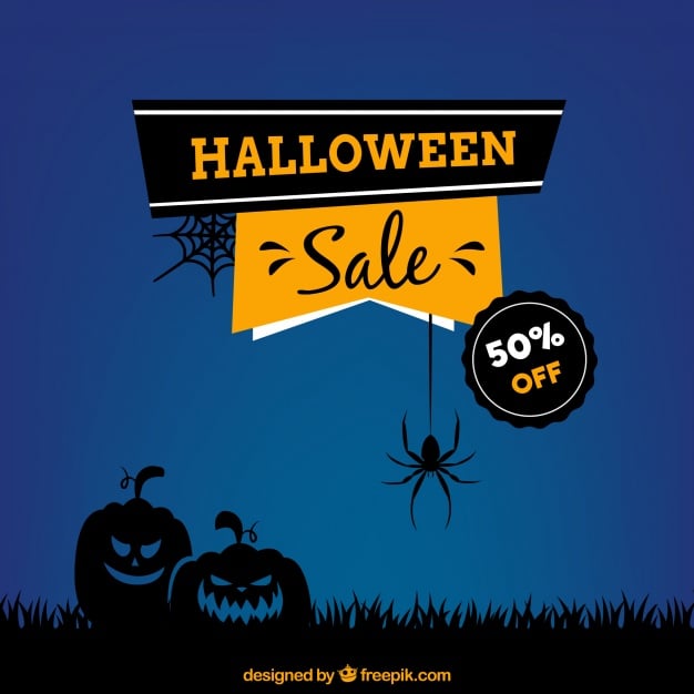 Blue background of sales halloween