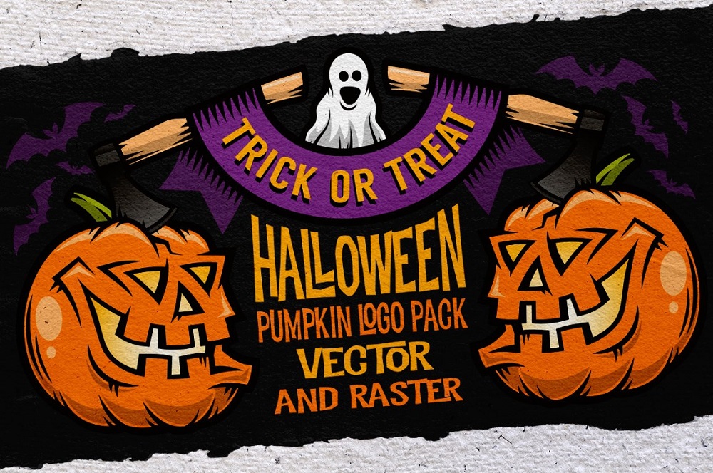 Halloween Pumking Logo Set Illustration