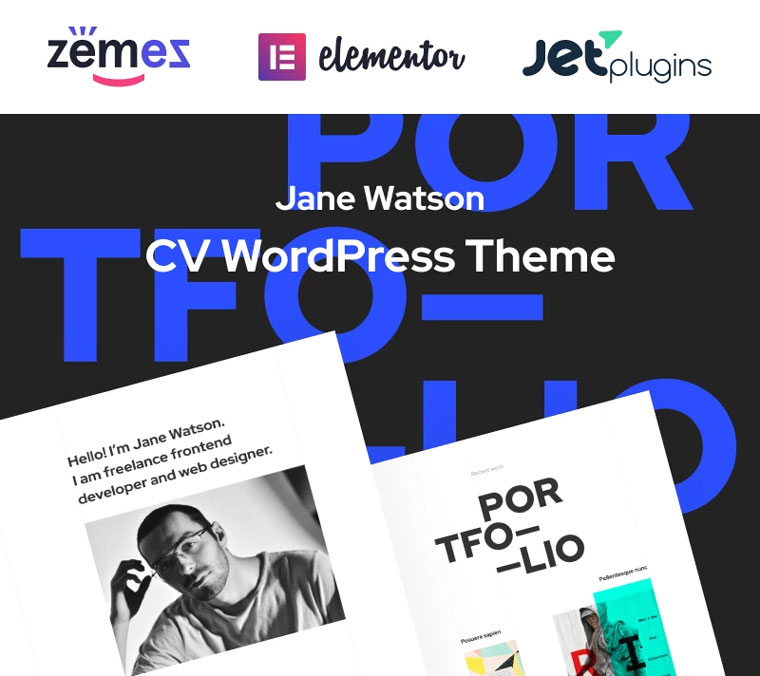 Jane Watson - Advanced And Reliable CV WordPress Theme.