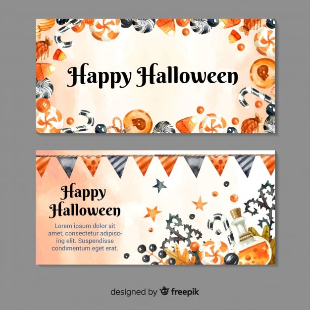 Lovely watercolor halloween banners