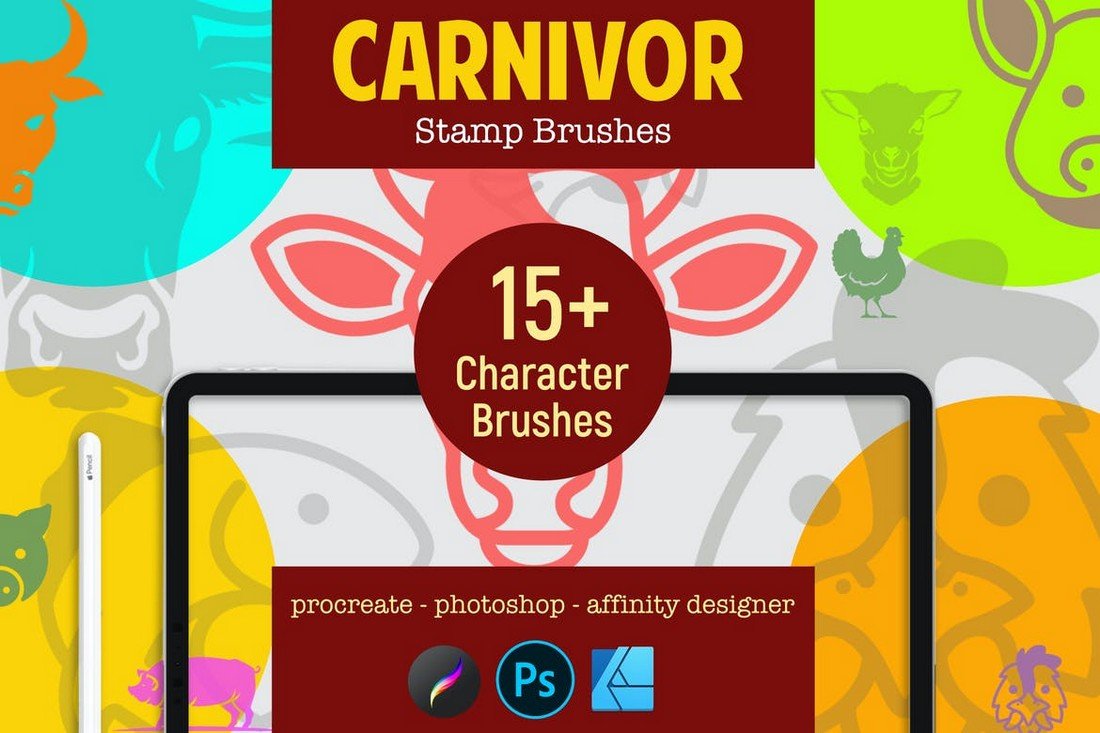 Carnivor - Animals Procreate Stamp Brushes