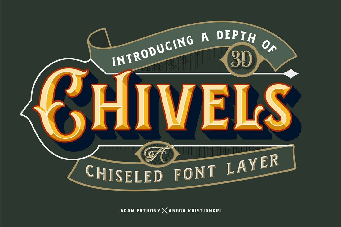 Chivels - Vintage Chiseled 3D Font