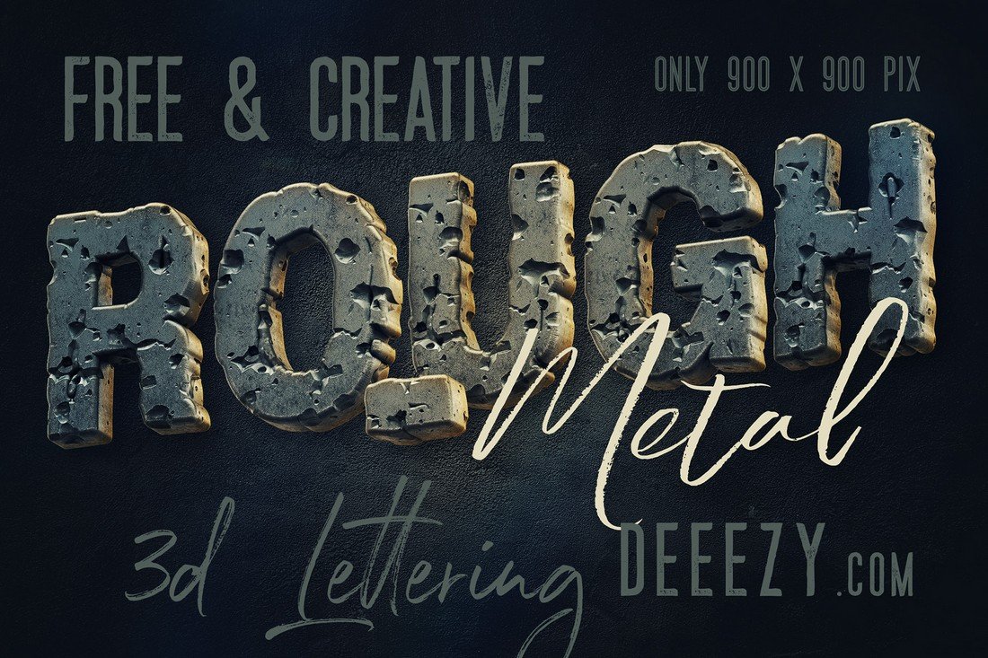 Free Rough Metal 3D Lettering Font