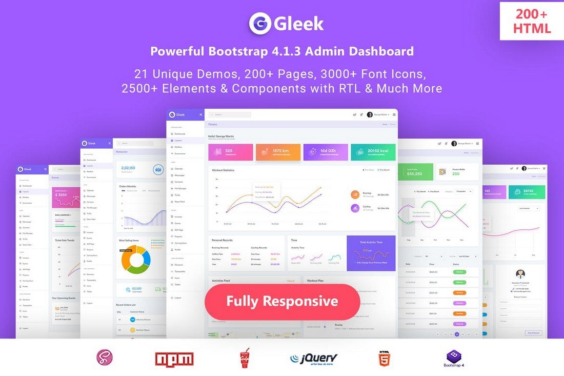 Gleek - Powerful Bootstrap4 Admin Template