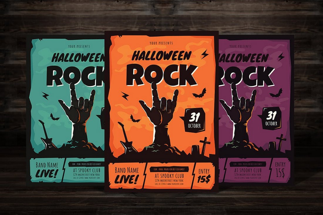 Halloween Rock Party Flyer Template