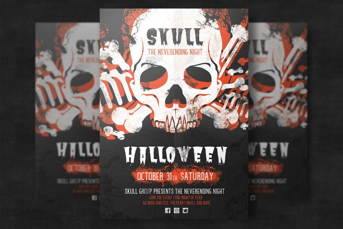 Halloween Skull Party Flyer Template