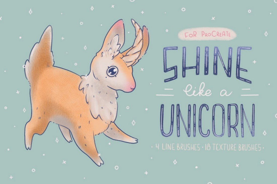 Shine Like a Unicorn - Procreate Texture Brushes