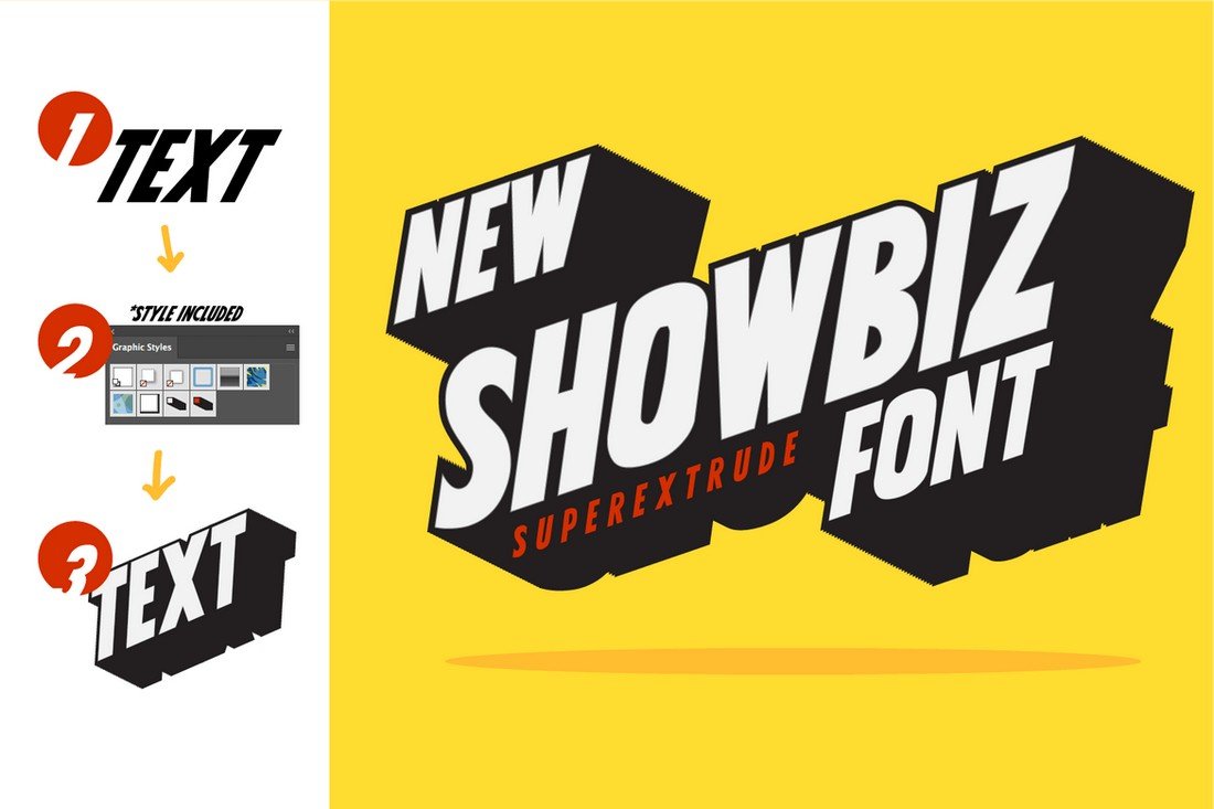 Showbiz - Extrude 3D Layered Font