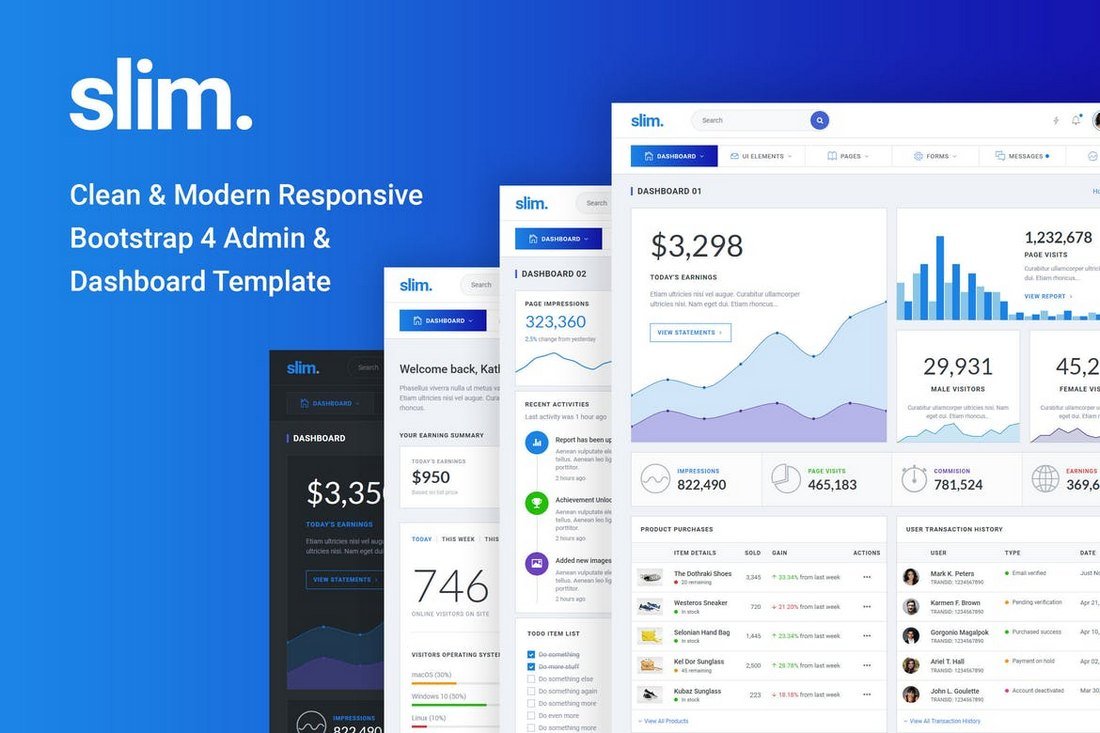 Slim Clean & Modern Bootstrap 4 Admin Template