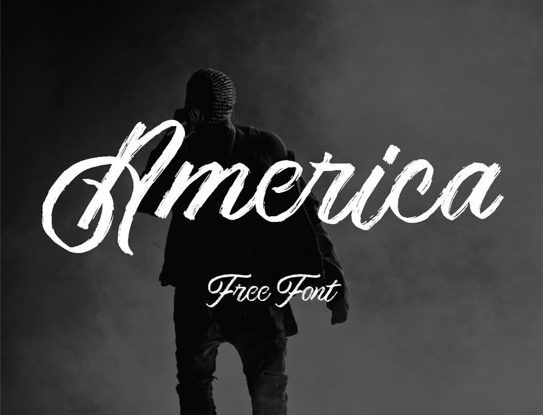 America - Free Textured Script Font