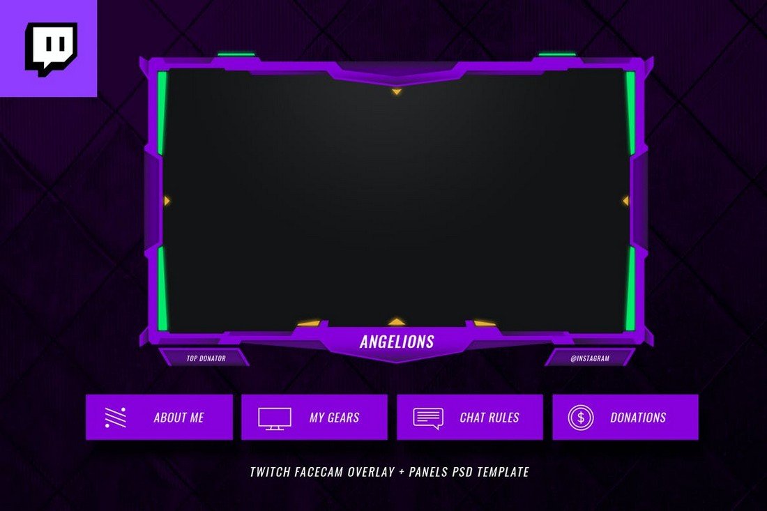 Angelions - Twitch Facecam Overlay Template