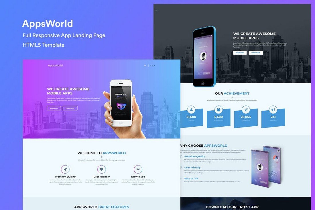 AppsWorld - App Landing Page HTML5 Template