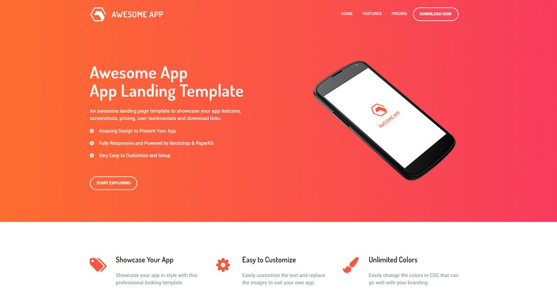 Awesome App - Free App Landing Page Template