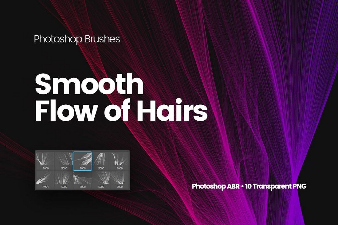 Digital Smooth Flow of Hairs Photoshop Brushes